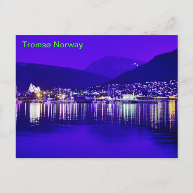 Carte postale Tromsø Norvège de nuit (Devant)