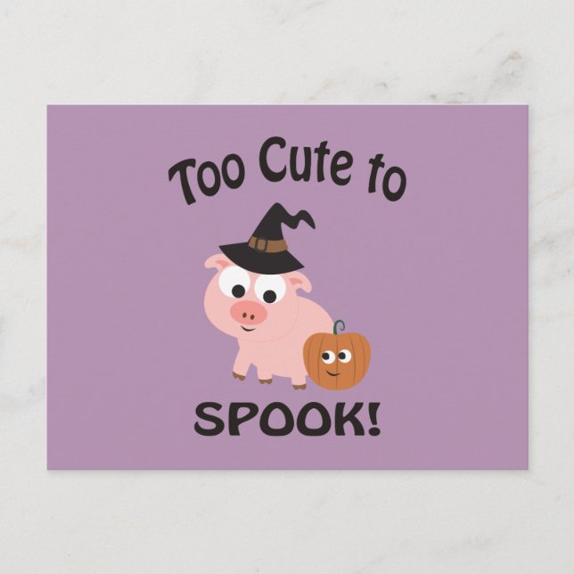 Carte Postale Trop Mignonne Pour Parler Halloween Pig Witch (Devant)