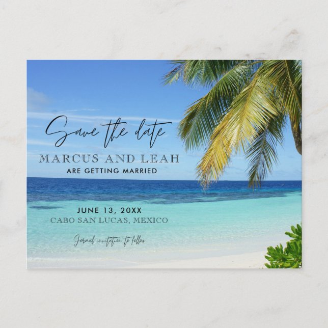Carte Postale Tropical Beach Destination Wedding Enregistrer la  (Devant)
