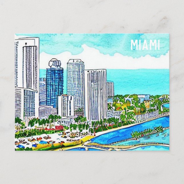 Carte postale Tropical de Miami Skyline (Devant)