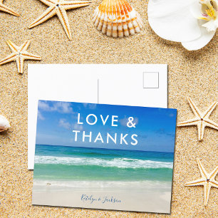 Carte Postale Tropical Ocean Waves Love & Thanks Beach Wedding