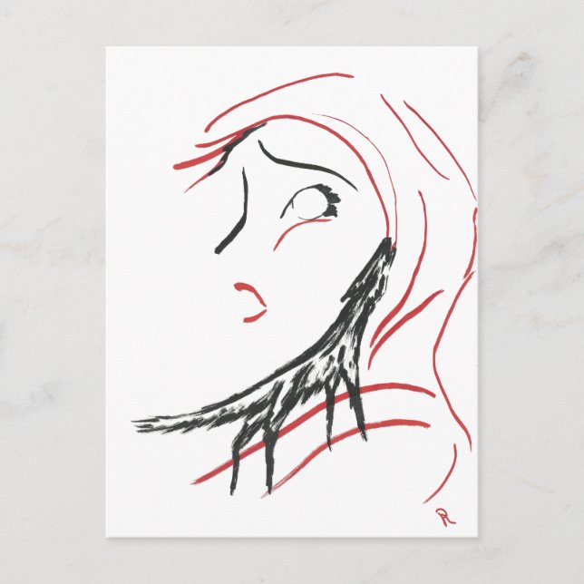 Carte Postale Trou rouge et loup (Devant)