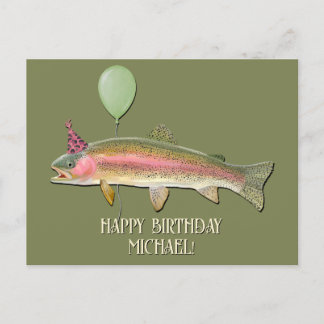 Carte Postale Truite arc-en-ciel de pêche d'anniversaire