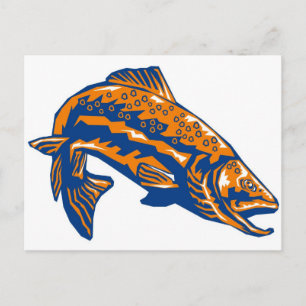 Carte Postale truite mouchetée tachetée