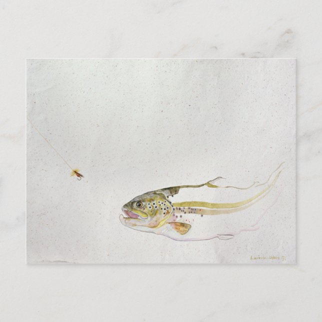 Carte Postale Truites pourchassant la mouche d'un pêcheur (Devant)