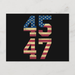 Carte Postale Trump 2024 45 47 Drapeau Américain Rétro Vintage 4