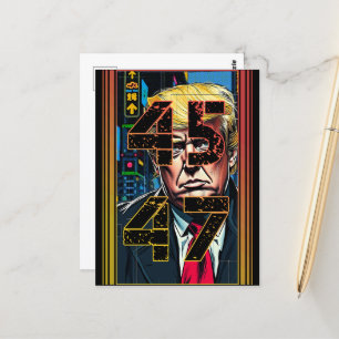 Carte Postale Trump 45 47 Portrait Pop Art