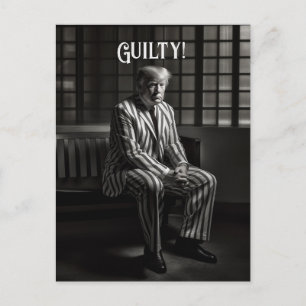 Carte Postale Trump coupable en prison noir et blanc