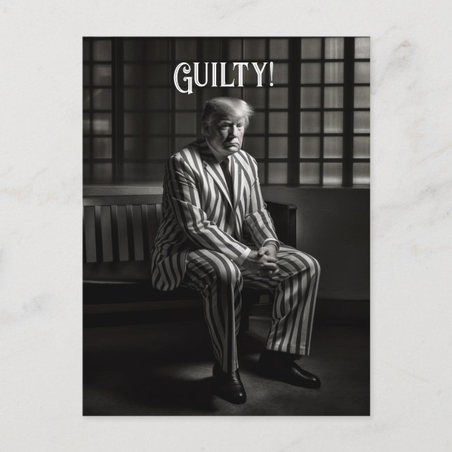 Carte Postale Trump coupable en prison noir et blanc (Devant)