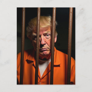 Carte Postale Trump coupable est assis derrière les barreaux rou