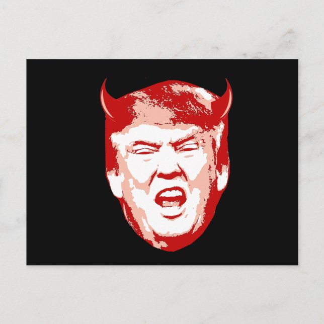 Carte Postale Trump Diable Head - Anti-Trump - (Devant)