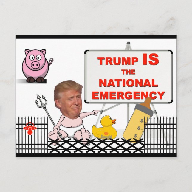 Carte Postale Trump IS l'urgence nationale / Anti Trump, (Devant)