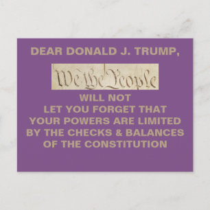 Carte Postale Trump Nous le Peuple Contrôles et Équilibres Résis