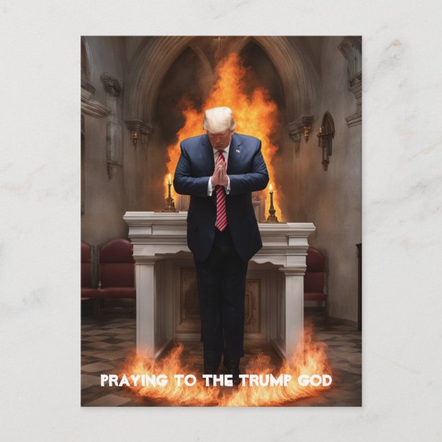 Carte Postale Trump prie dans une église (Devant)