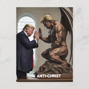 Carte Postale Trump prie dans une Eglise L'Anti-Christ