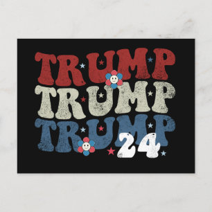 Carte Postale Trump Retro Super Flower 24 2024 Election