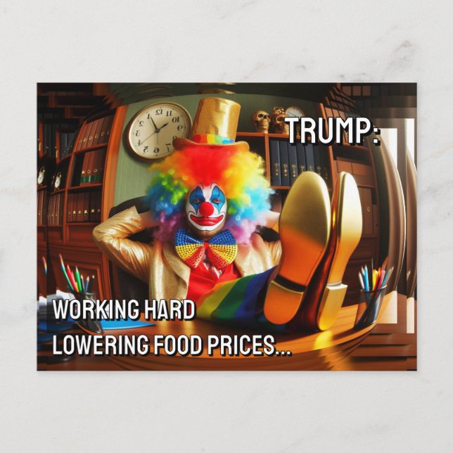 Carte Postale Trump : Travailler À Réduire Dur Les Prix De La No (Devant)