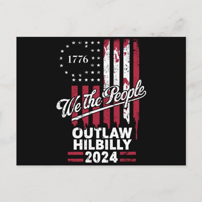 Carte Postale Trump Vance 2024 Donald Trump hors la loi Hillbill (Devant)