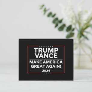 Carte Postale Trump Vance 2024 Président JD Vance Vice MAGA