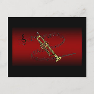 Carte Postale Trumpet Keiscrolling Scale Maroon & Black Backgrou