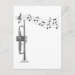 Carte Postale Trumpet musicien avec notes musicales