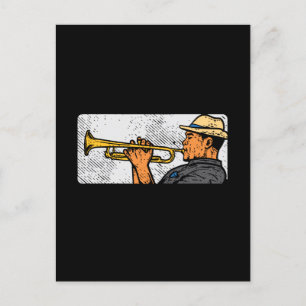 Carte Postale Trumpet Player Retro Trumpet Jazz Music