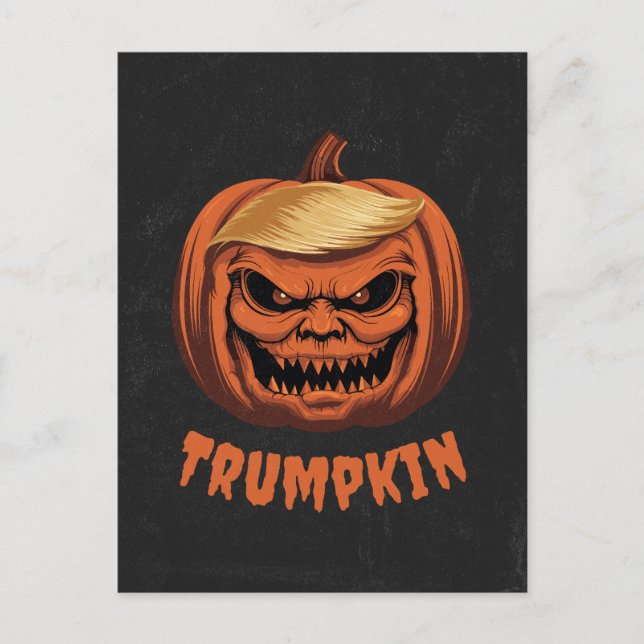 Carte Postale Trumpkin - Le Citrouille d'Halloween de Donald Tru (Devant)