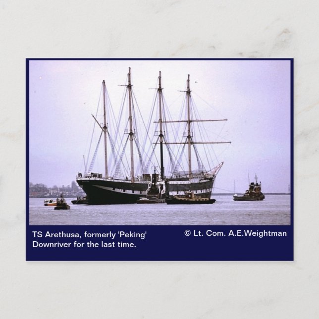 Carte Postale TS Arethusa, Downriver pour le dernier temps (Devant)