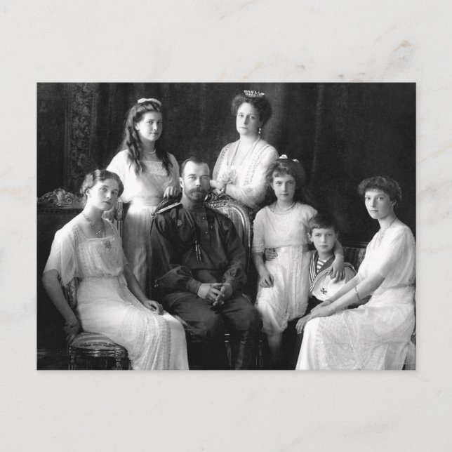 Carte Postale Tsar et Tsarine de Russie avec les enfants OTMA-A (Devant)