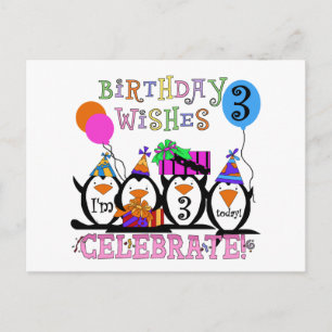 Carte Postale Tshirts et cadeaux d'anniversaire 3ème de Penguins