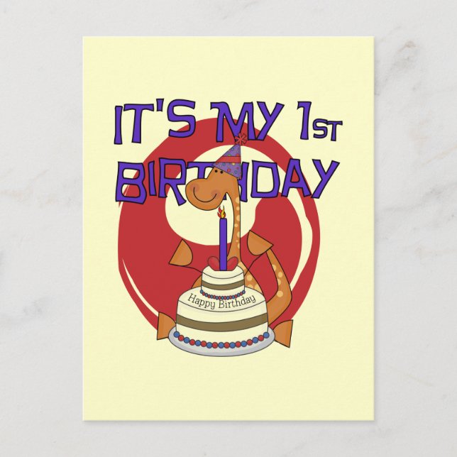 Carte Postale Tshirts et cadeaux Dino Premier anniversaire (Devant)