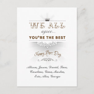 Carte Postale Tu es la meilleure, Joyeuse Journée des Boss