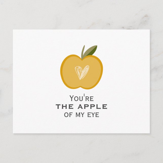Carte Postale Tu es la pomme de mon oeil avec un coeur de pomme  (Devant)