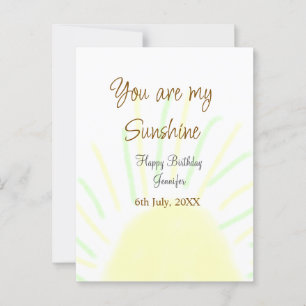 Carte Postale Tu es mon anniversaire jaune pastel ajouter nom