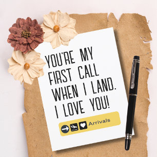 Carte Postale Tu es mon premier appel quand j'arrive, Je t'aime,