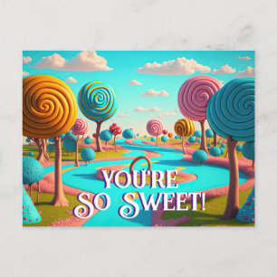 Carte Postale Tu es tellement sucré Lane Lollipop Gum Drop Trees