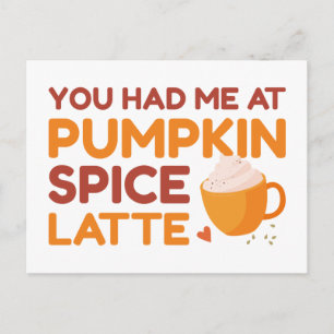 Carte Postale Tu M'as Eue Au Latte Épices et Citrouille