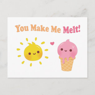 Carte Postale Tu me fais fondre, Soleil et glace, Humour d'amour