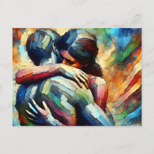 Carte Postale Tu me manques   Amants s'étreignant 