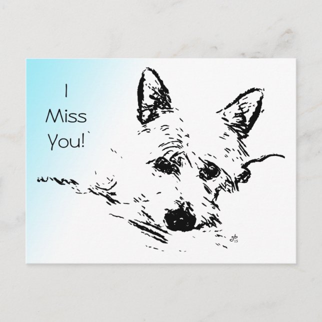 Carte Postale Tu Me Manques ! Westie Digital Photo Art Ink croqu (Devant)