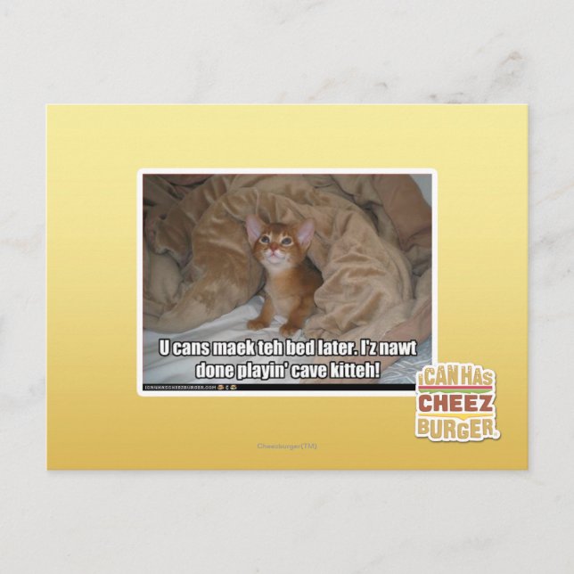 Carte Postale Tu peux faire le lit plus tard. (Devant)