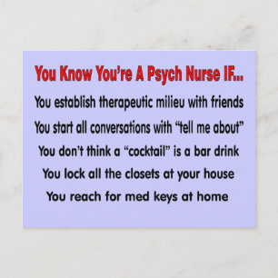 Carte Postale Tu sais que tu es une infirmière psychiatrique si.