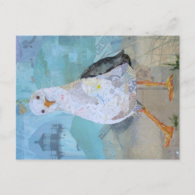 Carte Postale Tu Vas Manger Ça ? - collage de goélands (Devant)