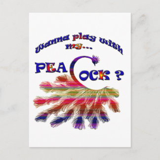 Carte Postale Tu veux jouer avec mon paon ?