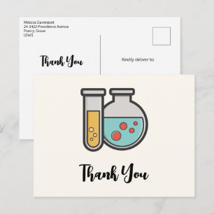 Carte Postale Tube à essai de chimie et bécher Merci