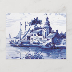 Carte Postale Tuile bleue traditionnelle
