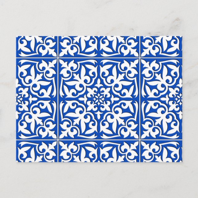 Carte Postale Tuiles marocaines - bleu cobalt et blanc (Devant)