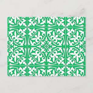 Carte Postale Tuiles marocaines - Jade vert et blanc