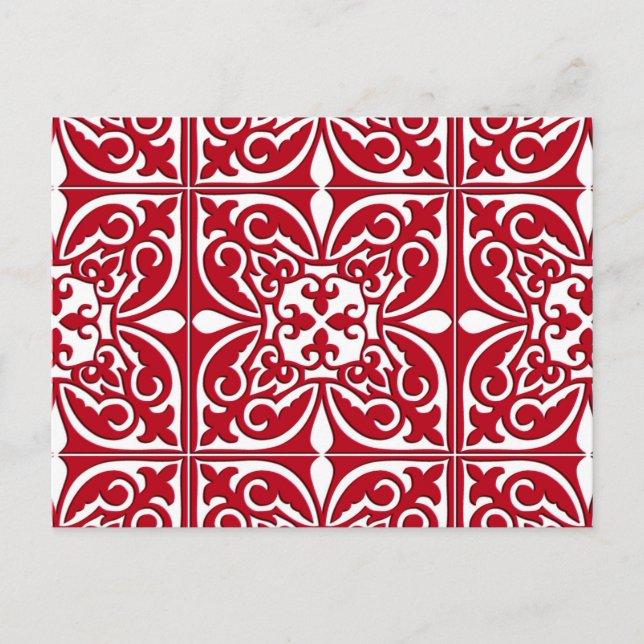 Carte Postale Tuiles marocaines - rouge foncé et blanc (Devant)