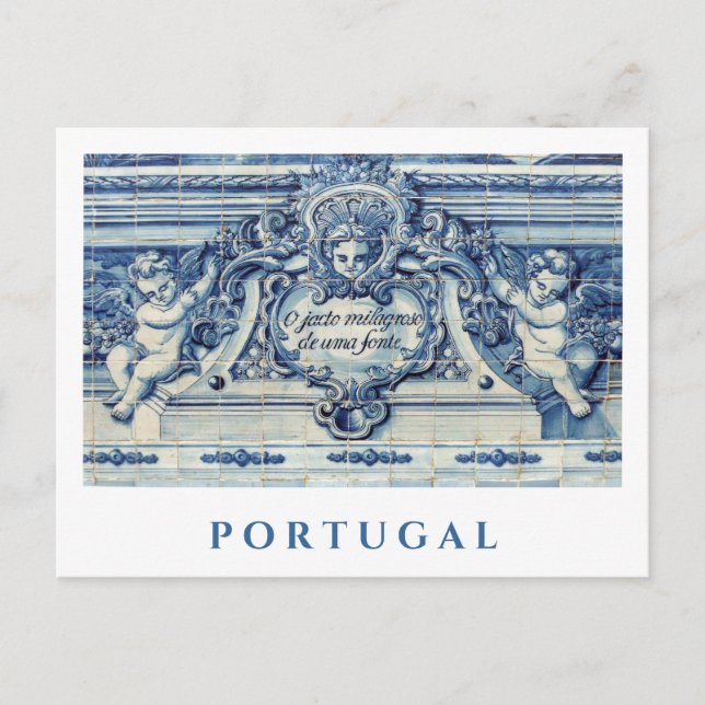 Carte Postale Tuiles murales portugaises bleues et blanches avec (Devant)